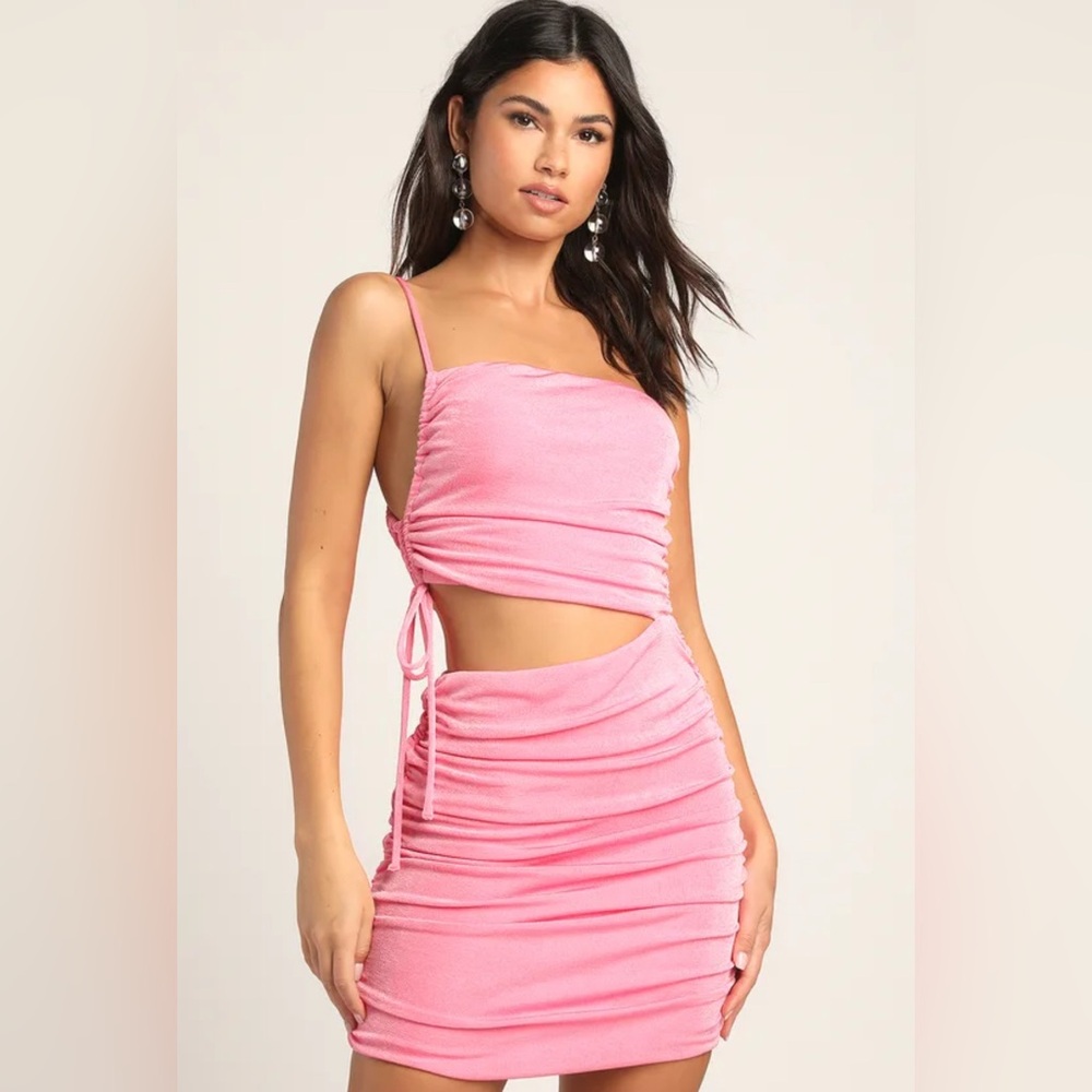 Lulus Steal The Show Pink One-shoulder Ruched Bodycon Dress - XS